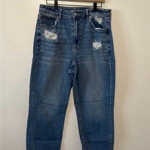 American Eagle Outfitters Women's Dark Blue Ripped Boyfriend Jeans